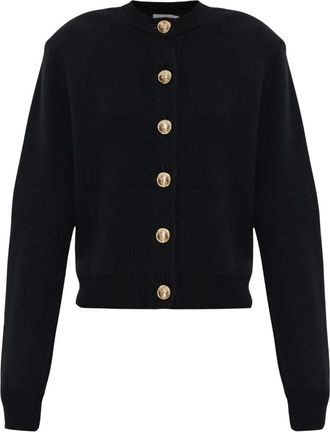 Balmain Wollemantel met schoudervullingen - Dames - Vesten - Zwart - M - Wol - Truien & Vesten