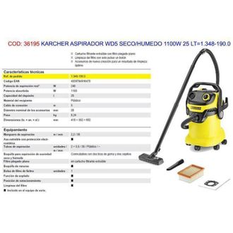 Karcher Dep&oacute;sito Aspirador 25l 1100w Amarillo - 13481900 - Karcher
