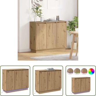 vidaXL Stoccaggio moderno - Madia LED Rovere artigianale 90 x 32 x 75 cm Legno multistrato