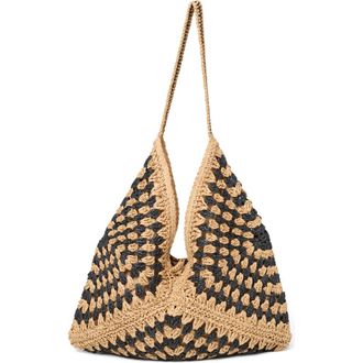 L*Space Coastline Crochet Beach Bag in Natural/Black at Nordstrom
