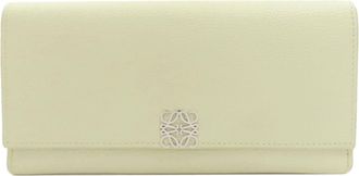 Loewe Light Green Leather Long Wallet (Bi-Fold) (Pre-Owned)