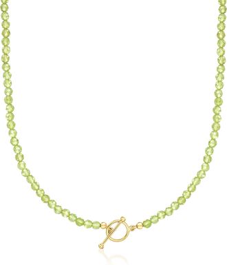Ross-Simons 3.5-4mm Peridot Bead Charm-Compatible Toggle Necklace in 18kt Gold Over Sterling
