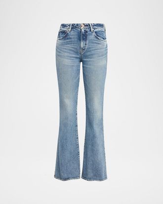 Moussy Vintage Washed Denim Mid-Rise Flared Jeans