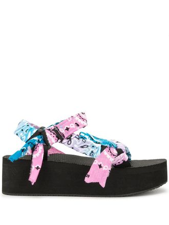 Arizona Love bandana wrapped platform sandals - women - Polyester/Rubber/Cotton - 41 - Black