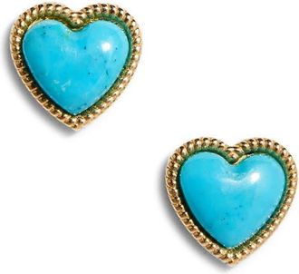 Established Stone Heart Stud Earrings in Turquoise at Nordstrom