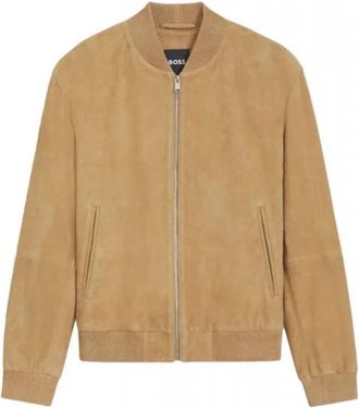 HUGO BOSS Leren Bomberjack - Dames - Bomber jackets - Beige - M - Leer - Jassen