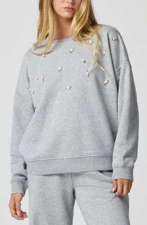 Florence By Mills Rosette Oversize Pullover in Heather Grey at Nordstrom Rack, Size Small