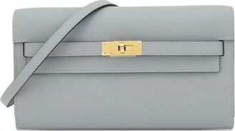 Herm&egrave;s 2025 Epsom Classique Kelly To Go Wallet crossbody bag - Grijs