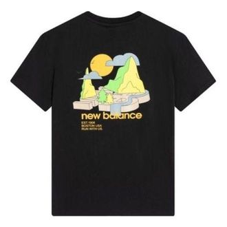 New Balance Graphic Print Tee Black Yellow Green AMT22366-BK