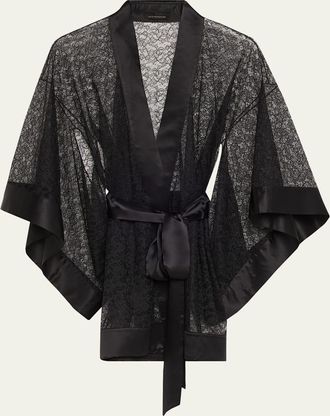 Kiki De Montparnasse Petite Fleur Sheer Lace Kimono Robe