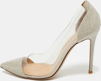 Gianvito Rossi Pvc And Suede Stud Embellished Plexi Pumps