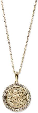 Anzie Love Letter Royal Love Medallion Necklace in Yellow Gold at Nordstrom, Size 17