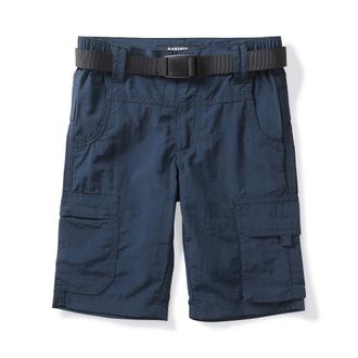 OCHENTA Boys Shorts Quick Dry Cargo Elastic Waist Athletic Shorts for Kids Youth Outdoor Hiking Camping Fishing - blue - 38