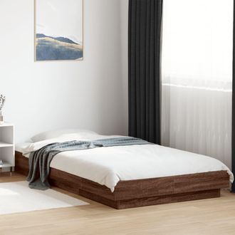 vidaXL Vidaxl - Estructura De Cama Madera De Ingenier&iacute;a Marr&oacute;n Roble 90x190 Cm
