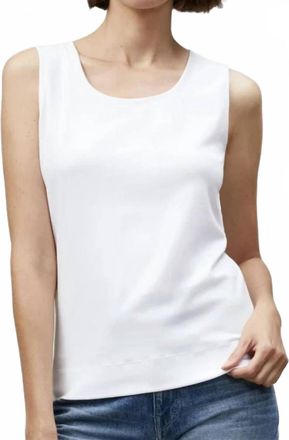 Lafayette 148 New York Cotton Rib Scoop Neck Tank Top In White
