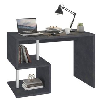 Dmora Esse Escritorio Moderno Para Oficina Y Estudio Con Estante, Made In Italy, Mesa De Ordenador, Escritorio Para Pc, Cm 100x50h78, Color Gris Ceniza, Con