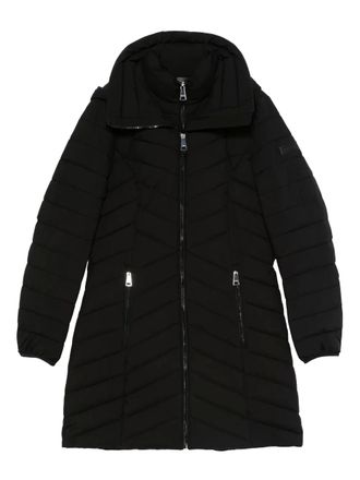 DKNY zip-up quilted parka coat - women - Polyester - M - Black