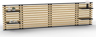 IDMarket Idmarket - Detroit Cabecero De Lamas De 240 Cm Y Estantes Negros De Dise&ntilde;o Industrial