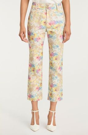 Cinq &agrave; Sept Dorothea Floral Print Jeans in Khaki Multi at Nordstrom, Size 12