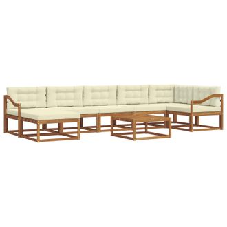 vidaXL Conjunto De Sof&aacute;s De Exterior Con Coj&iacute;n 8 Pcs Natural Y Crema Vidaxl
