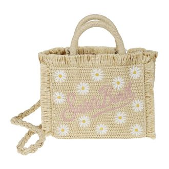 MC2 Saint Barth Handbags, female, Beige, Size: ONE SIZE Straw Vanity Bag with Strawberry Patch