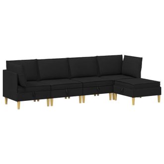 vidaXL Set Di Divani Modulari Con Spazio Di Archiviazione 5 Pz Nero Vidaxl