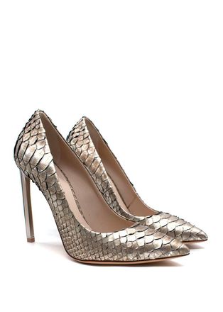 RALPH & RUSSO Gold Antique Python Leather Heels Size 36