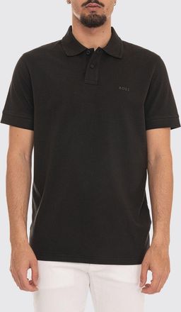 HUGO BOSS Polo in cotone a maniche corte con colletto a costine