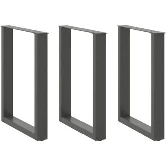 vidaXL Patas Para Mesa De Comedor En Forma De U (3 Unidades), Antracita, 70 X (72-73) Cm, Acero Vidaxl