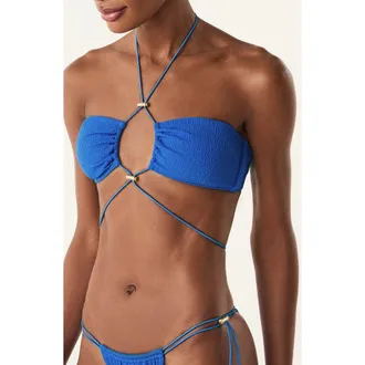 Vix Pixie Alain Bandeau Swimsuit Top in Blue at Nordstrom, Size X-Large