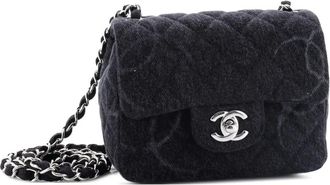 Chanel Square Classic Single Flap Bag Quilted CC Printed Denim Mini crossbody bag - Zwart