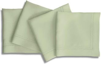 Solino Home Linen Dinner Napkins Set of 4, 20 x 20 Inch for Dining Table, Holiday and Everyday Table Decor - Linen Double Hemstitch in Sage Green at