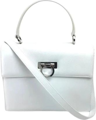 Ferragamo Pre-owned Gancini Handtas - Dames - Vintage Handtas - Wit - ONE Size - Leer - Vintage