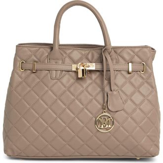 Badgley Mischka Large Diamond Quilted Tote Bag in Taupe at Nordstrom Rack