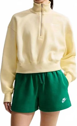 Nike Phoenix Fleece 1/4-Zip Cropped Sweatshirt In Alabaster/sail