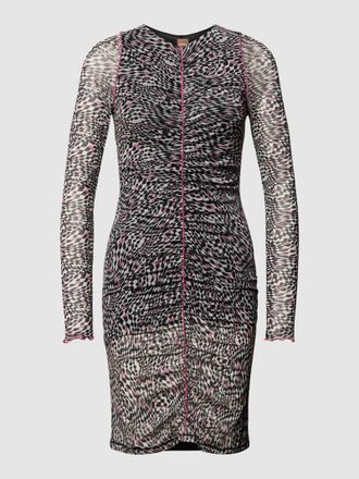 Boss Orange by Hugo Boss BOSS Orange Knielanges Kleid mit Allover-Muster Modell Eken in Black, Gr&ouml;&szlig;e S