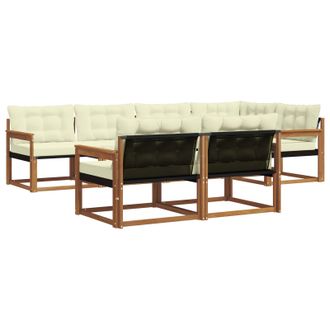 vidaXL Conjunto De Sof&aacute;s De Exterior Con Coj&iacute;n 7 Pcs Natural Y Crema Vidaxl