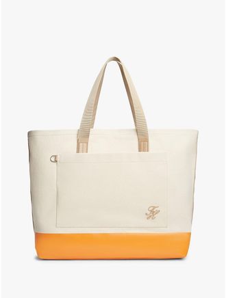 Tommy Hilfiger Mens Colorblock Canvas Tote Bag - Beige