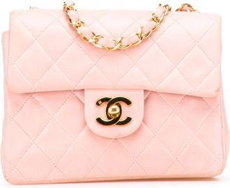 Chanel Pre-owned Womens Classic Flap Mini Square Bag - Pink Leather - One Size