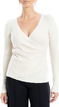 Max Studio Faux Wrap Knit Sweater in Off White at Nordstrom Rack, Size X-Large