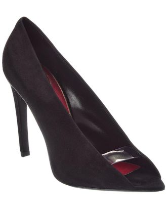 Valentino Vlogo Signature Open Toe Suede Pump