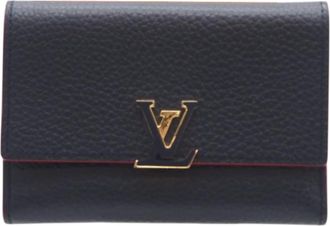 Louis Vuitton Marine Rouge Navy Red Color Leather Wallet (Tri-Fold) (Pre-Owned)