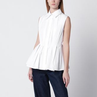Sportmax Camicia smanicata in tela di cotone bianco ottico