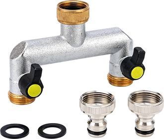 OEM Verdeelstuk 2 V&iacute;as - Conexi&oacute;n 3/4 Pulgadas - Distribuidor De Agua Con V&aacute;lvulas De Bola Independientes - Herramienta Para Jard&iacute;n