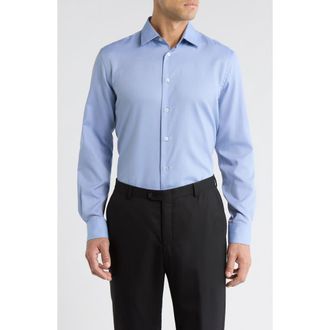 Paul Smith Tailored Fit Textured Cotton Dress Shirt in Blue at Nordstrom, Size 15.5