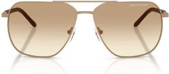 A|X Armani Exchange 59mm Pilot Sunglasses in Matte Beige /Brown Gradient at Nordstrom