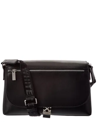 Off-white Leather Crossbody Messenger Bag