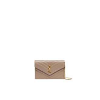 Saint Laurent Cross Body Bags, female, Beige, Size: ONE SIZE Cassandre Envelope Wallet On Chain