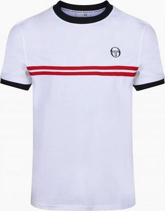 Sergio Tacchini Mens Sergio Tacchini Supermac T-Shirt White/Maritime Blue/Adrenaline Rush - Size: 38