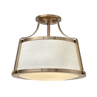 Netlighting Charlotte 3 Light Semi Flush Ceiling Light Brushed Caramel E27 in Brown